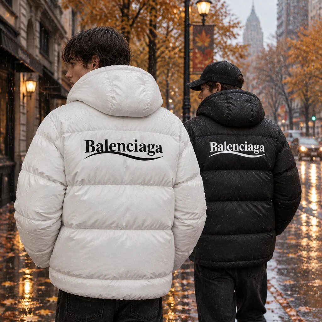 کاپشن ضد آب داخل پشمی Balenciaga-سفید