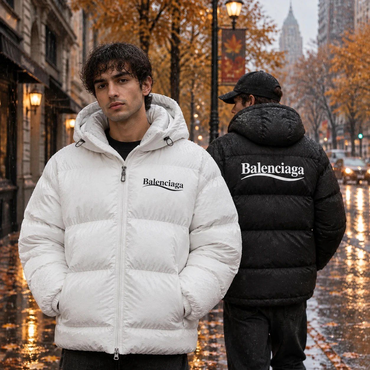 کاپشن ضد آب داخل پشمی Balenciaga-سفید