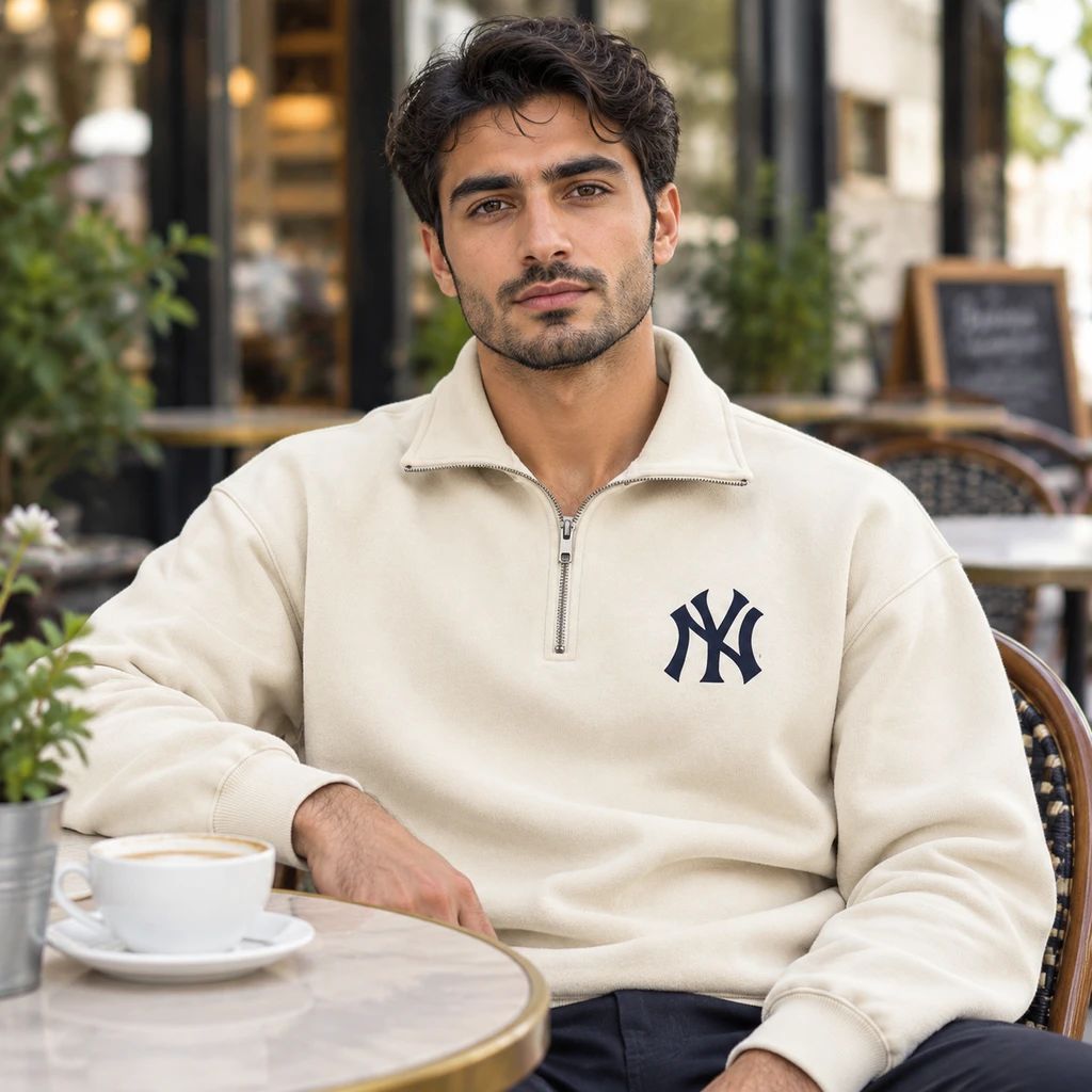 دورس نیم زیپ مردانه مدل NY-کرم